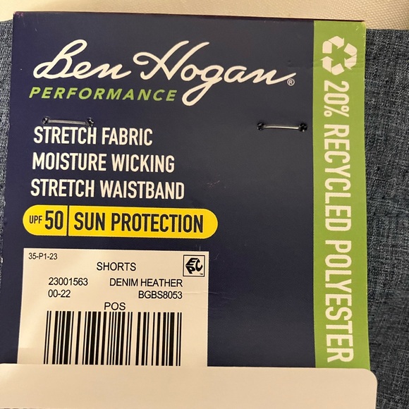 Ben Hogan Men's Performance Moisture Wicking UPF 50 Denim Heather Shorts Size 46 - Picture 6 of 9